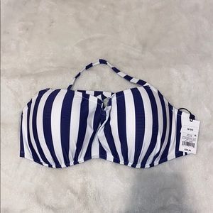 Blue & white striped bathing suit top